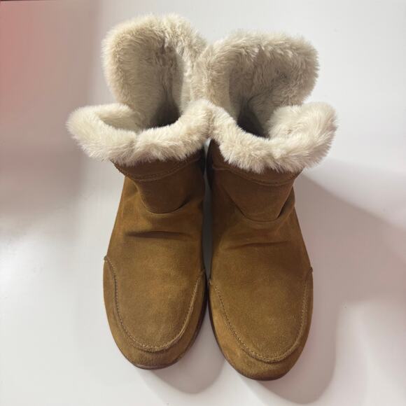 TAOS Future Mid Boots Suede Lined Faux Fur Brown 10 - Picture 2 of 8